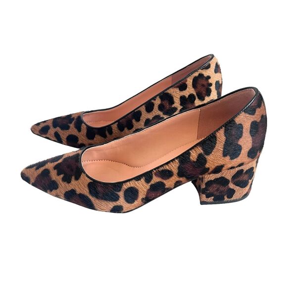 J. Crew Laney Mid Heel Pumps in Leopard Print Calf Hair Women's Size 6.5 - Picture 5 of 11